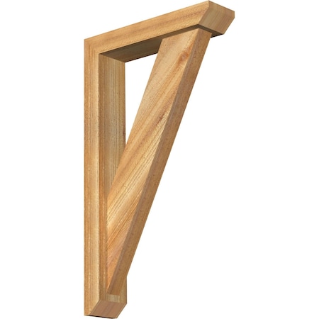 Ekena Millwork Traditional Slat Rough Sawn Bracket w/ Offset Brace, Western Red Cedar, 4"W x 16"D x 28"H BKT0402X16X28TRA06RWR